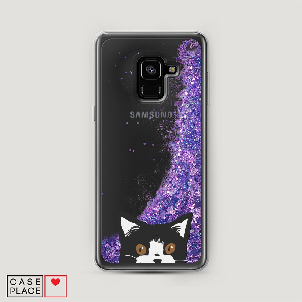 

Чехол Awog на Samsung Galaxy A8 2018 "Подглядывающий кот", Разноцветный, 25492-1