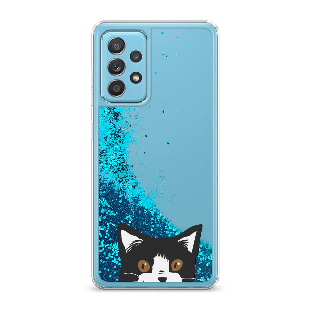 

Жидкий чехол с блестками "Подглядывающий кот" на Samsung Galaxy A52, 2102493-1