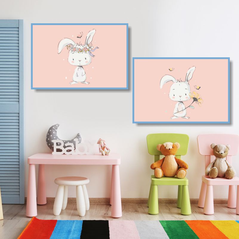 

Набор постеров ПолиЦентр из 2 шт на стену Милые Зайки Для Детской 40х30 см, Наборх2МилыеЗайкиДляДетскойГориз