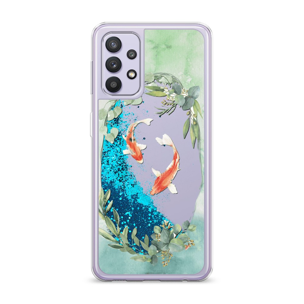 

Жидкий чехол с блестками "Две золотые рыбки" на Samsung Galaxy A32, 2102093-1