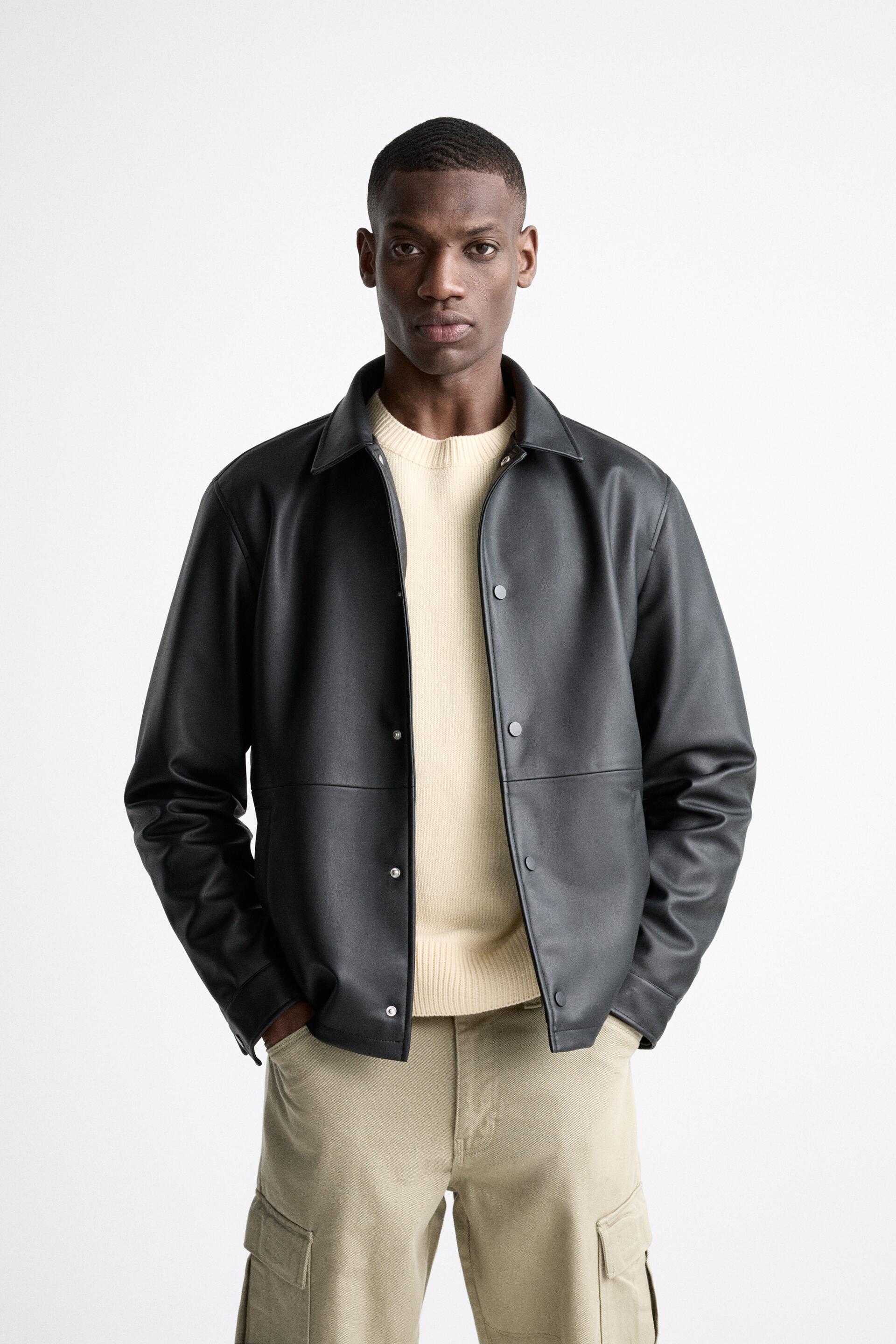 

Кожаная куртка мужская ZARA 08281460 черная L (доставка из-за рубежа), 08281460