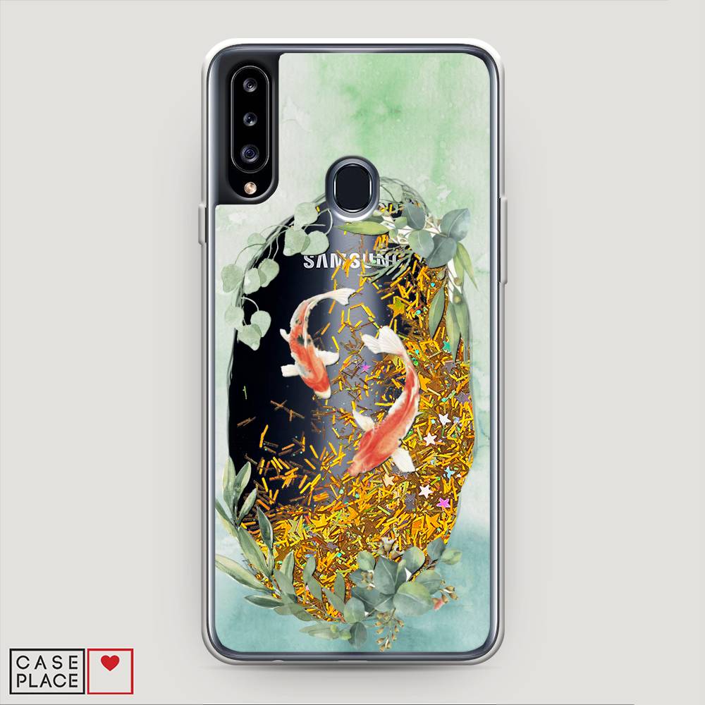 

Жидкий чехол с блестками "Две золотые рыбки" на Samsung Galaxy A20s, 2100890-1