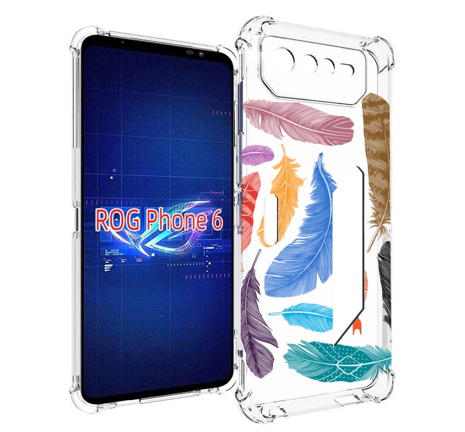 

Чехол MyPads разноцветные перья для Asus ROG Phone 6, Прозрачный, Tocco