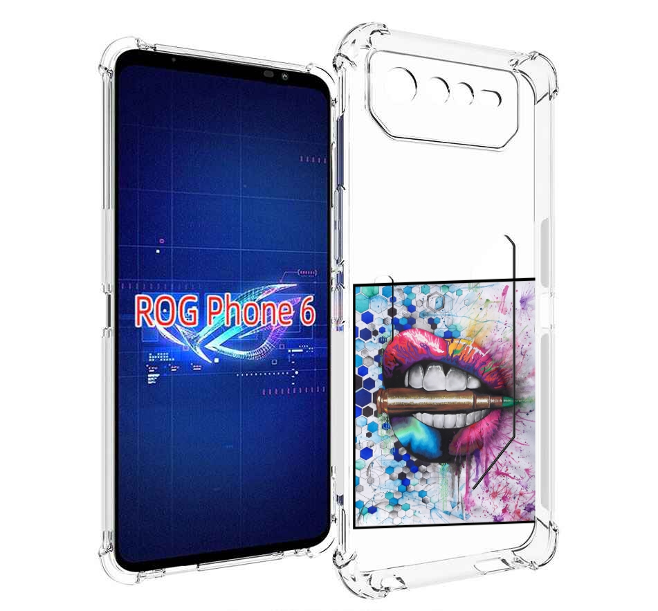 

Чехол MyPads разноцветные губы с пулей для Asus ROG Phone 6, Прозрачный, Tocco