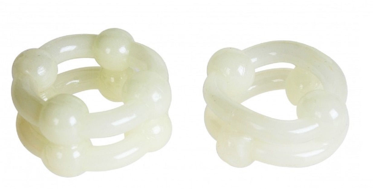 Два эрекционных кольца на член California Exotic Novelties Isla Rings, белые