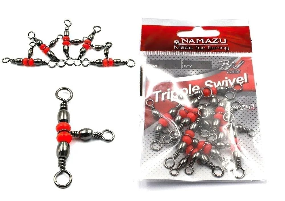 Вертлюг тройной Namazu TRIPPLE SWIVEL, латунь, цв. BN, р. 8 х 10, test-15 кг (уп.10 шт)/10