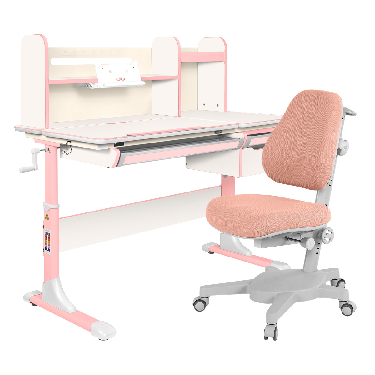 Комплект Anatomica парта Genius белый/розовый со светло-розовым креслом Armata комплект anatomica парта genius клен розовый с розовым креслом figra