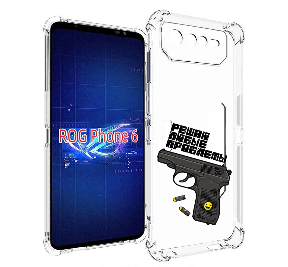 

Чехол MyPads пистолет против проблем для Asus ROG Phone 6, Прозрачный, Tocco