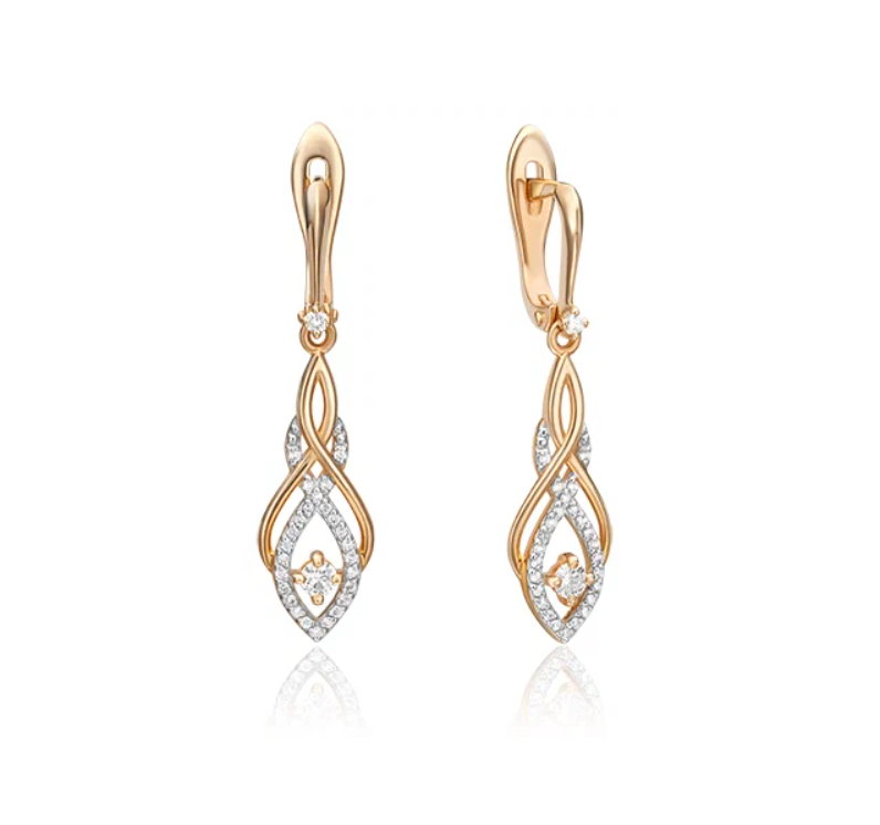 

Серьги подвески из красного золота с бриллиантом PLATINA jewelry 02-0916-00-101-1110-30, 02-0916-00-101-1110-30