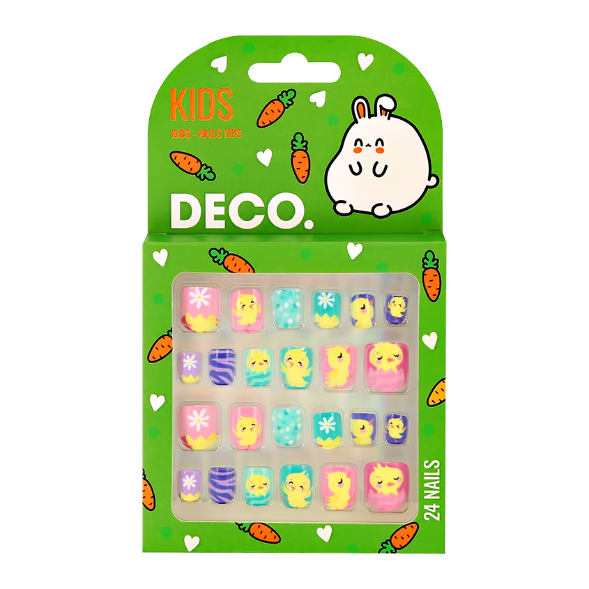 Набор детских накладных ногтей DECO. KIDS самоклеящиеся chick 24 шт.