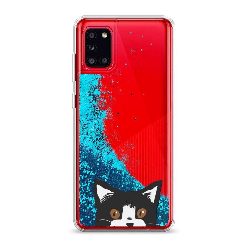 

Жидкий чехол с блестками "Подглядывающий кот" на Samsung Galaxy A31, 2100393-1