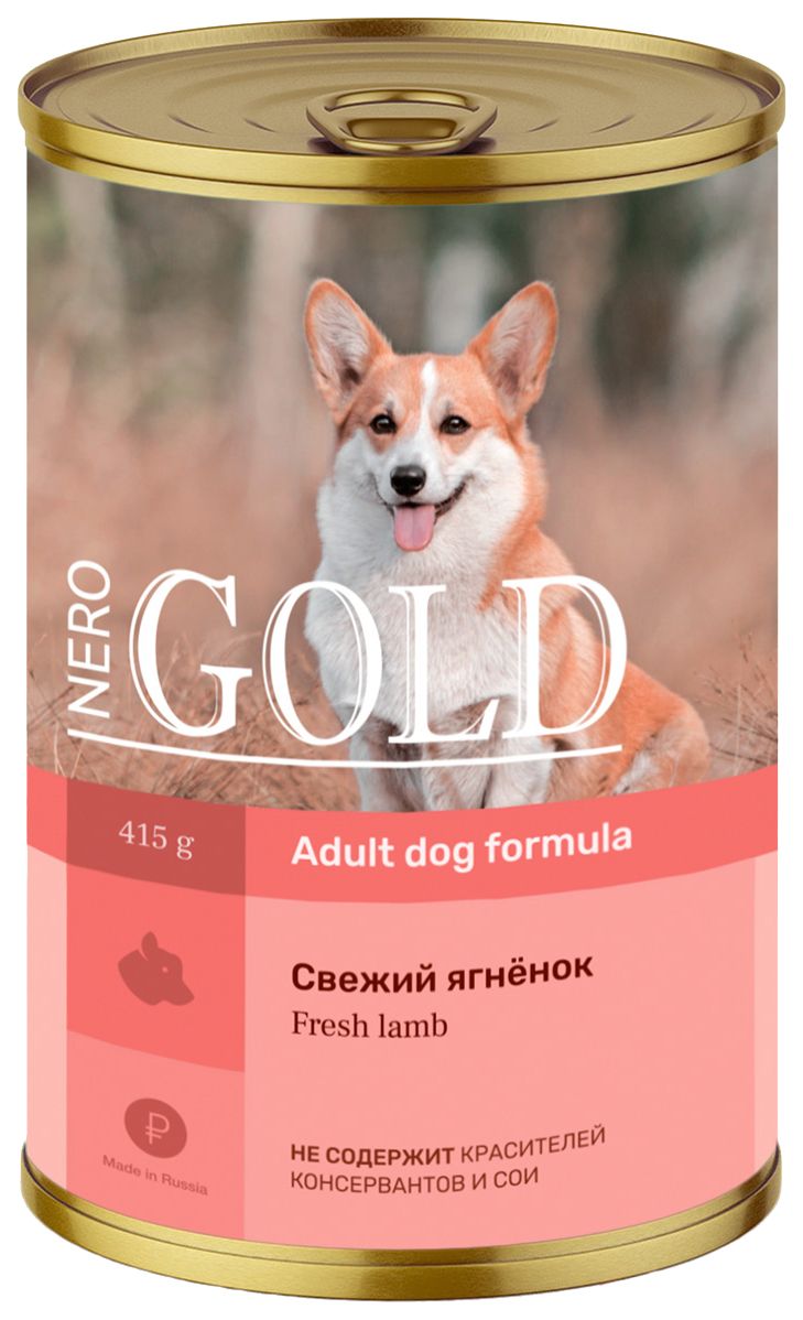 Влажный корм для собак NERO GOLD ADULT DOG LAMB, ягненок, 12 шт по 415 г