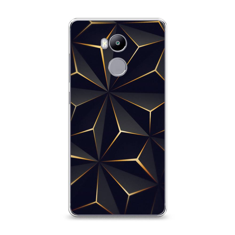

Чехол на Xiaomi Redmi 4 Pro "Черные полигоны", Золотистый;черный, 31250-3