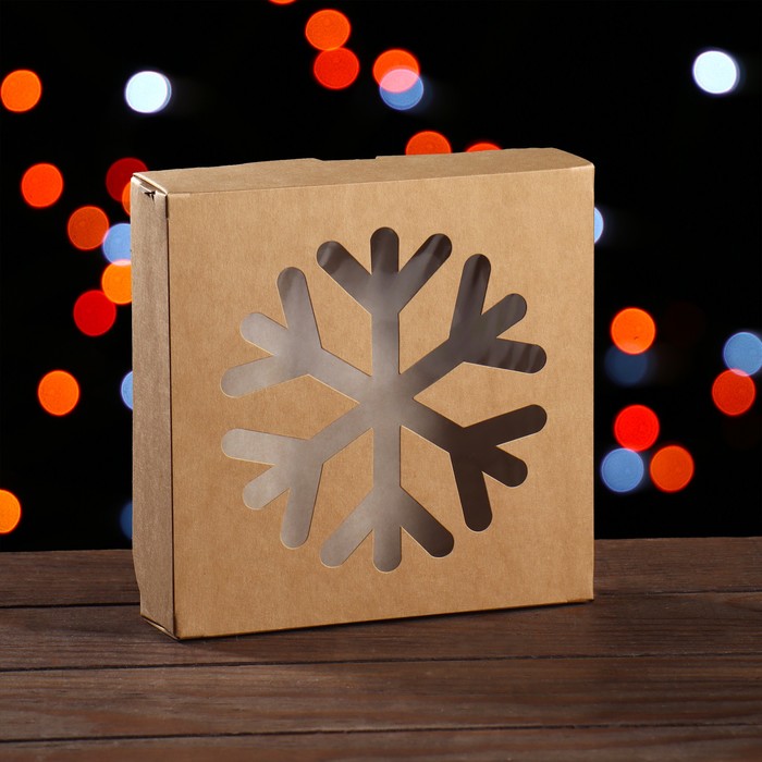 

Коробка складная Снежинка, крафт, 15 х 15 х 4 см (20 шт.), Натуральный