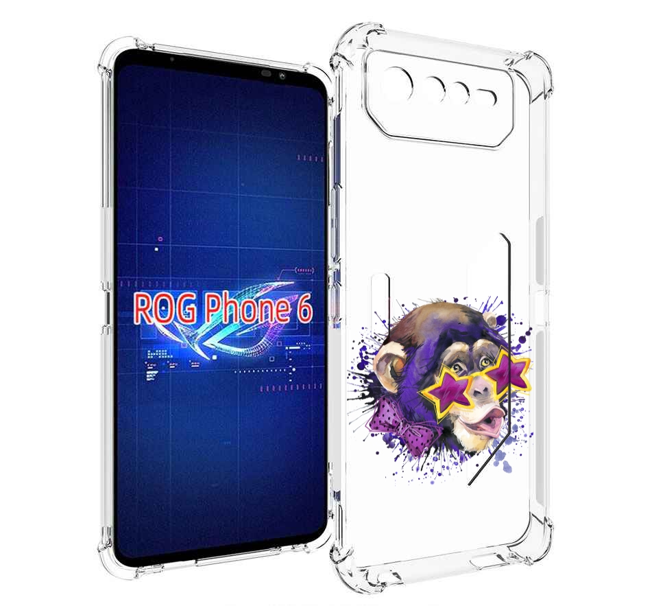 

Чехол MyPads обезьяна в очках для Asus ROG Phone 6, Прозрачный, Tocco