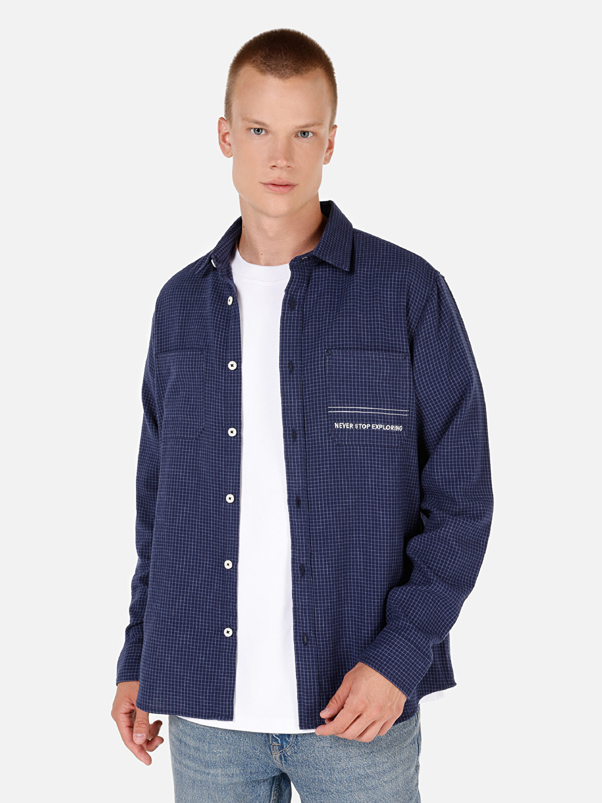 

Рубашка мужская Colin's CL1071027 синяя 2XL, Синий, CL1071027