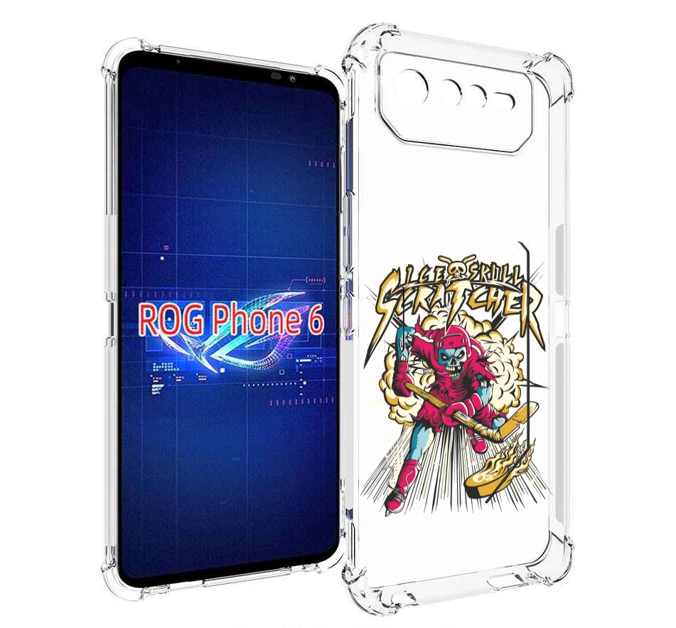 

Чехол MyPads нарисованный скелет хоккеист для Asus ROG Phone 6, Прозрачный, Tocco
