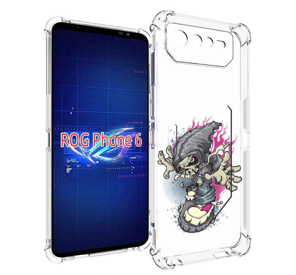 фото Чехол mypads нарисованный скелет на скейт борде для asus rog phone 6