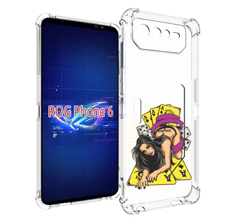 Чехол MyPads нарисованная девушка с игровыми картами для Asus ROG Phone 6