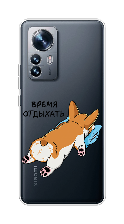 

Чехол на Xiaomi 12 "Корги отдыхает", Черный;коричневый;голубой, 312350-1