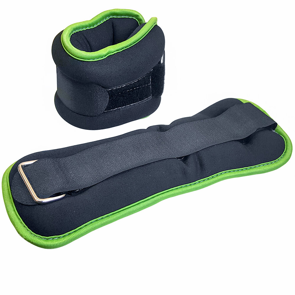 фото Утяжелители "alt sport" (2х1,0кг) (нейлон) в сумке (черный с зеленой окантовкой) milinda