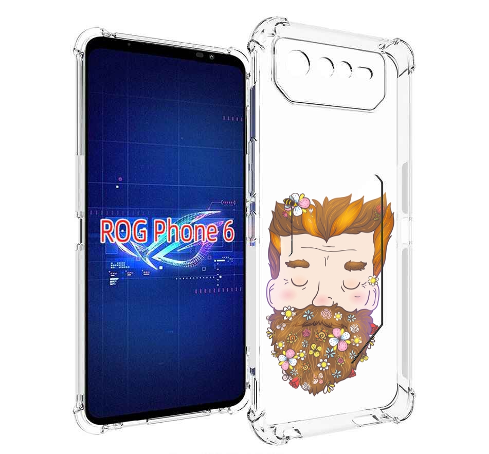 

Чехол MyPads мужчина с цветами в бороде для Asus ROG Phone 6, Прозрачный, Tocco