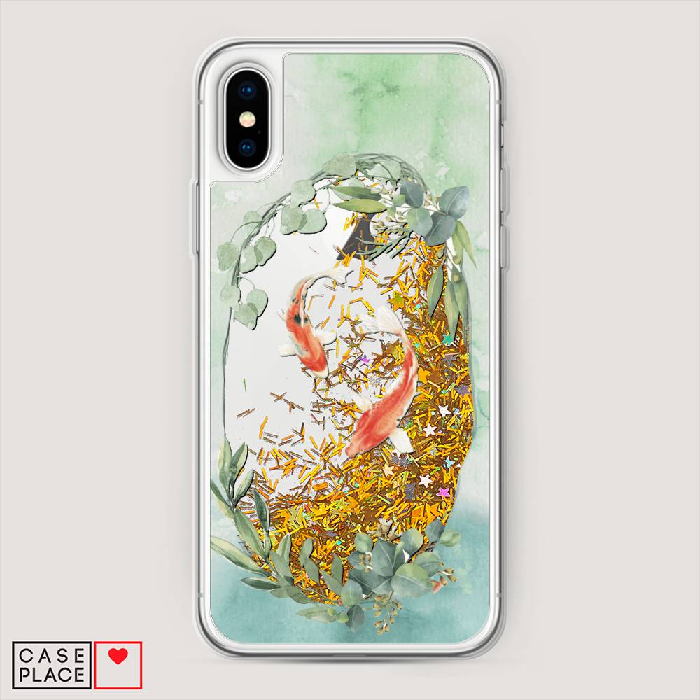 

Жидкий чехол с блестками "Две золотые рыбки" на Apple iPhone XS Max (10S Max), 11990-1