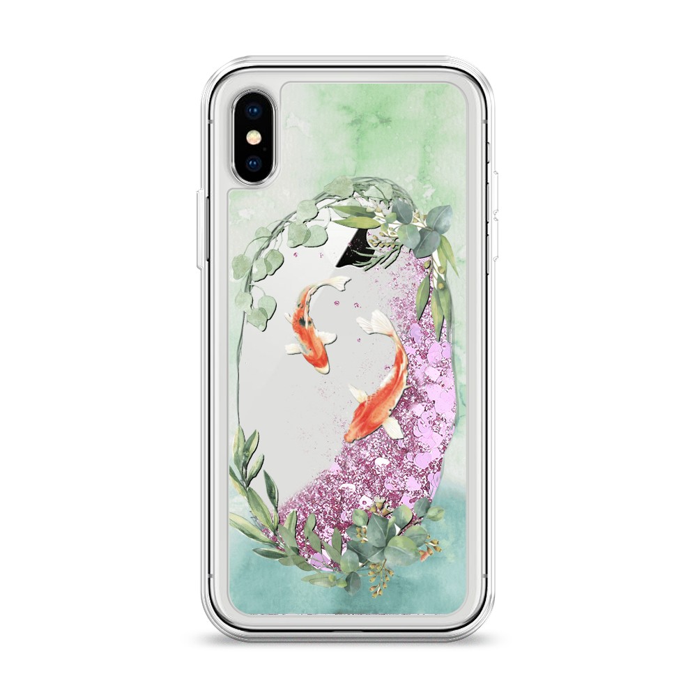 

Жидкий чехол с блестками "Две золотые рыбки" на Apple iPhone XS (10S), 11894-1