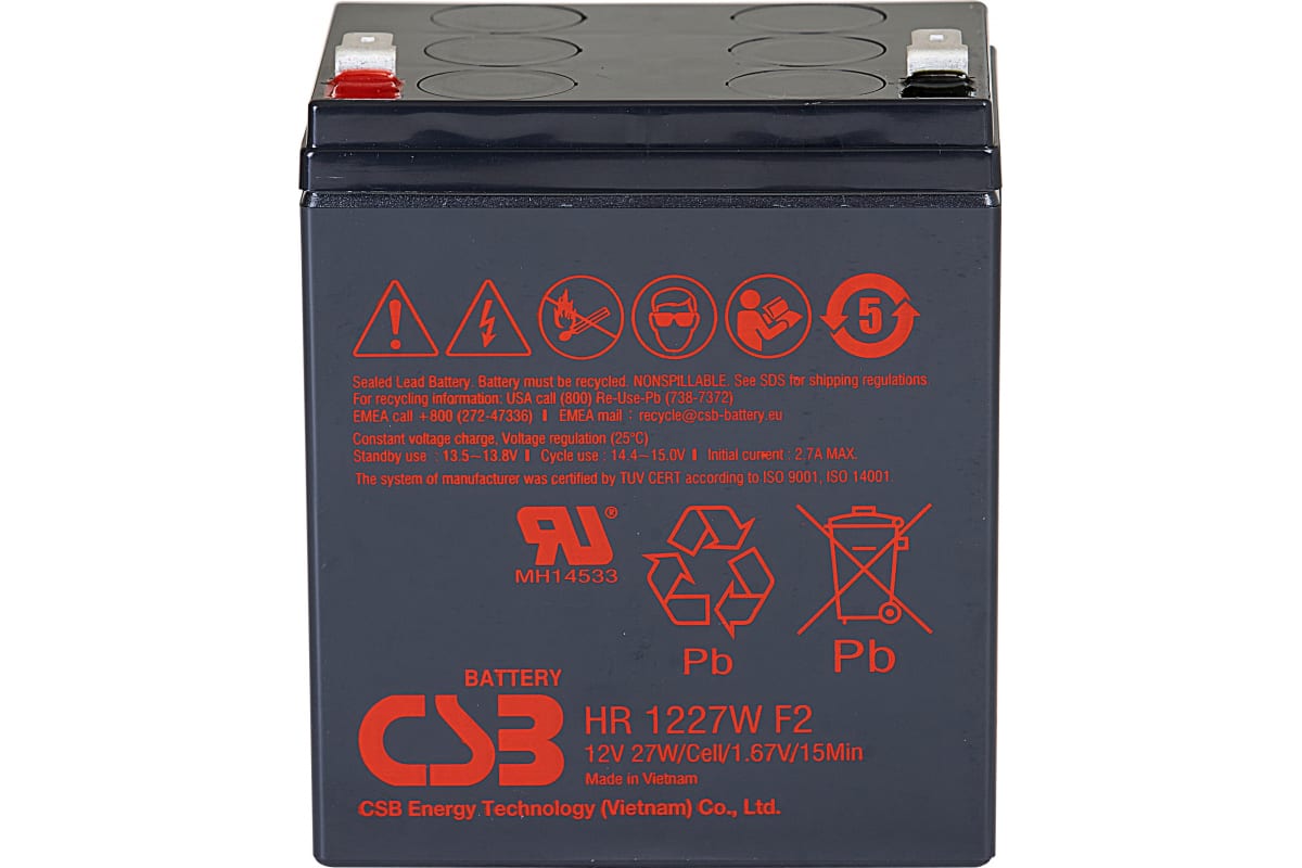 Аккумулятор для ИБП CSB CSB Батарея HR1227W (12V 7,5Ah) 7.5 А/ч 12 В (HR1227W)