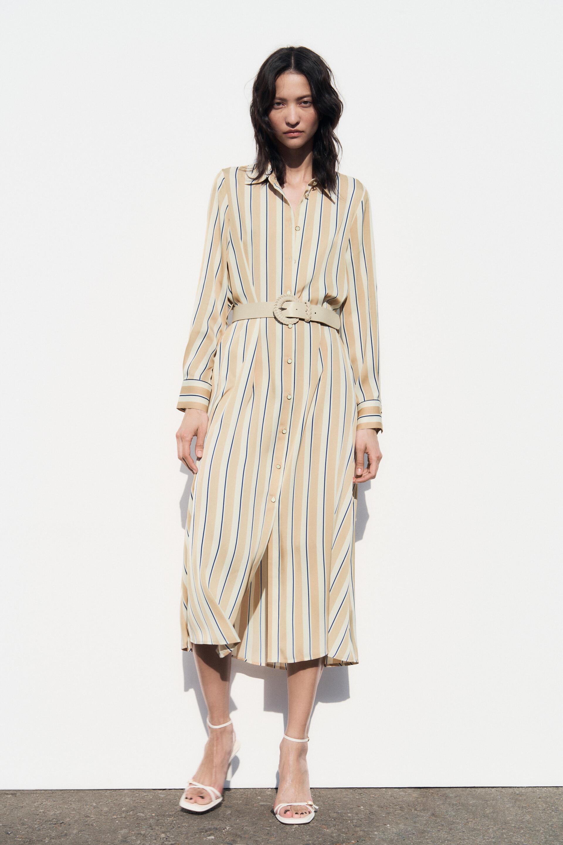 

Платье женское ZARA 07969063 бежевое S (доставка из-за рубежа), Бежевый, 07969063