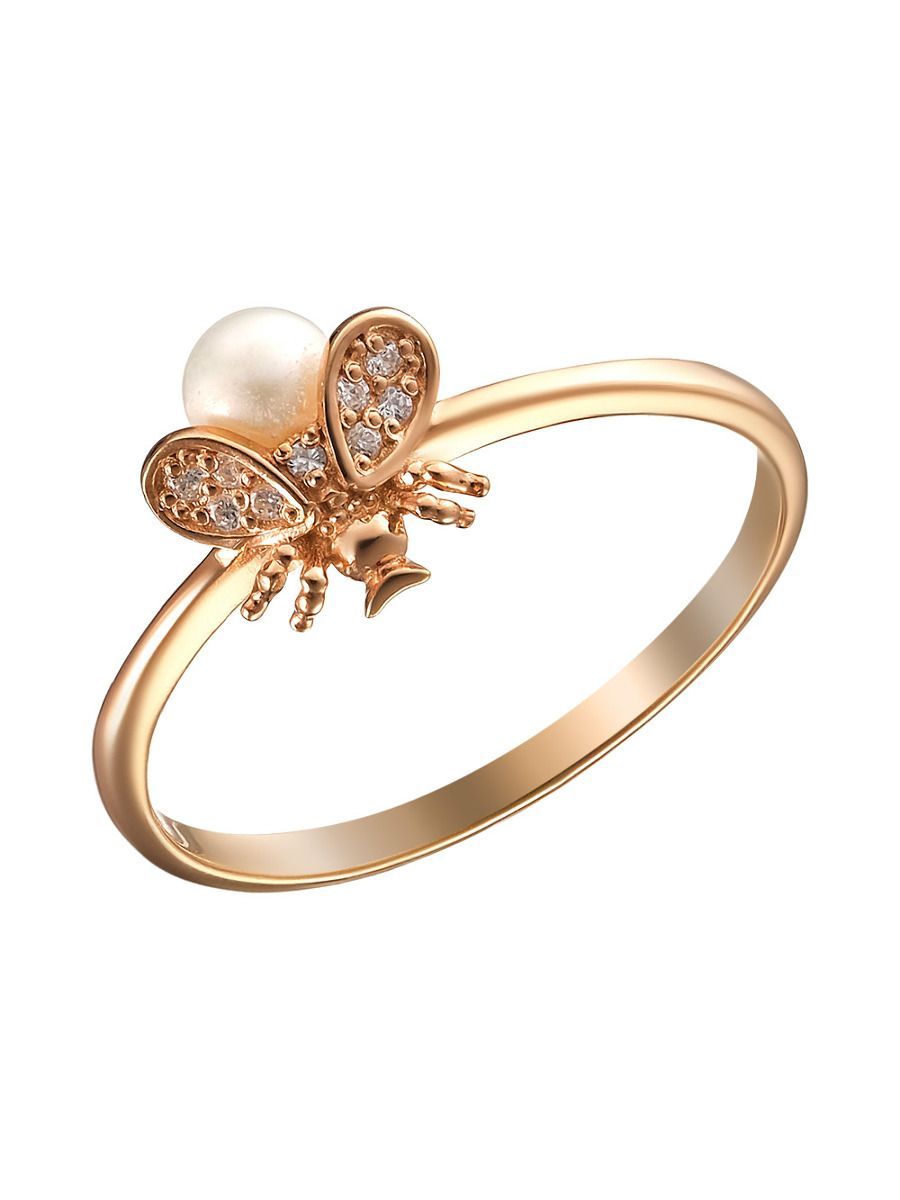 Кольцо из серебра р. 19,5 Ювелирочка 1054426, жемчуг\фианит