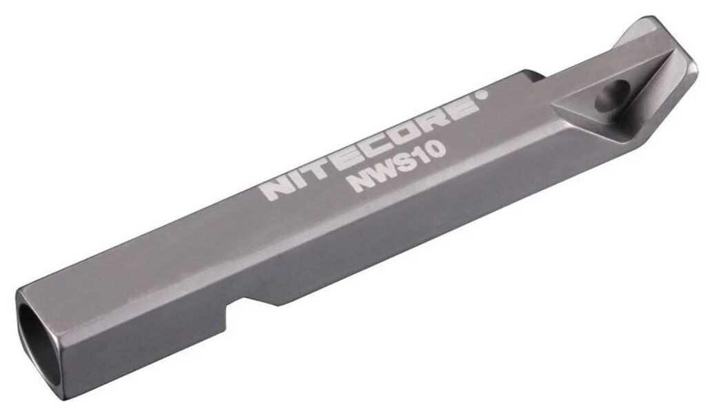 

Брелок Nitecore NWS10 (11060) серебристый титан д.52мм ш.7мм в.7мм (доп.ф.:свисток), 11060