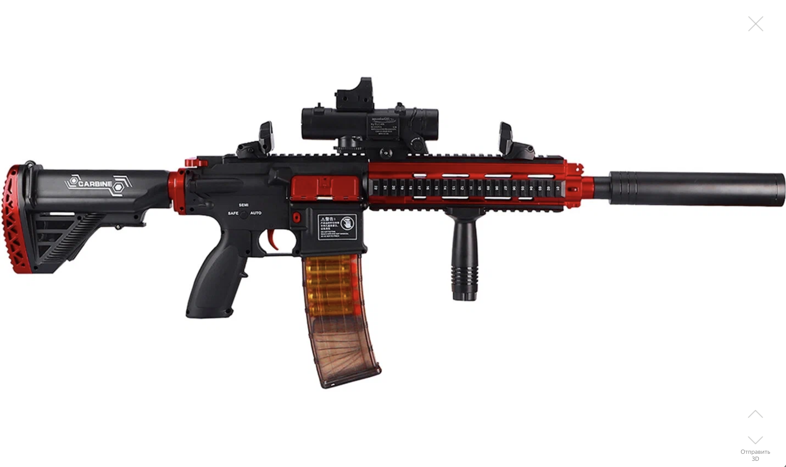 Игрушечный автомат Matreshka M416, аккумулятор, мягкие пули и гильзы, красный игрушечная снайперская винтовка matreshka m24 lc63d прицел мягкие пули фиолетовый