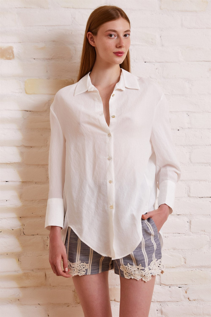 Рубашка женская NEVER MORE 4392 белая M (товары доставляются из-за рубежа)