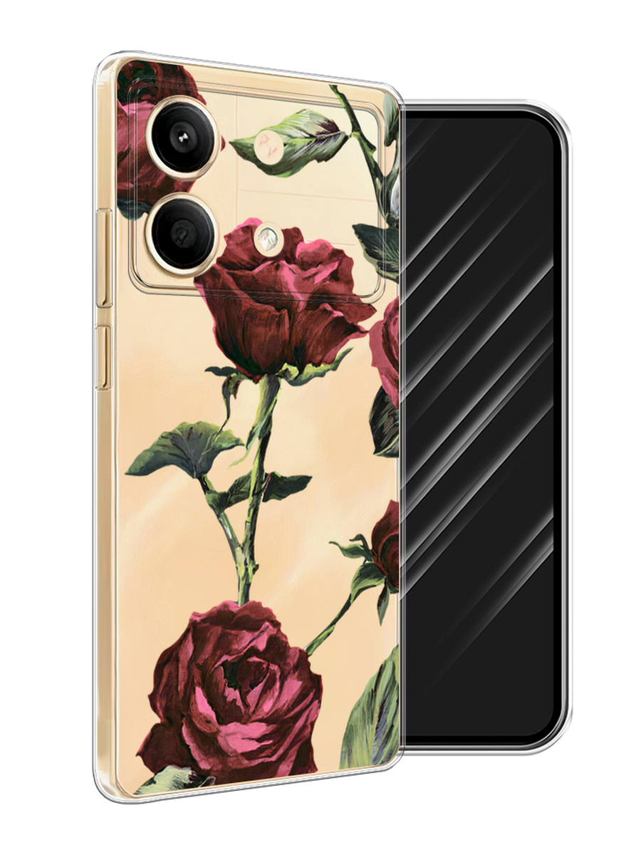 

Чехол Awog на Poco X6 Neo "Бордовые розы фон", Бордовый, 321950-1
