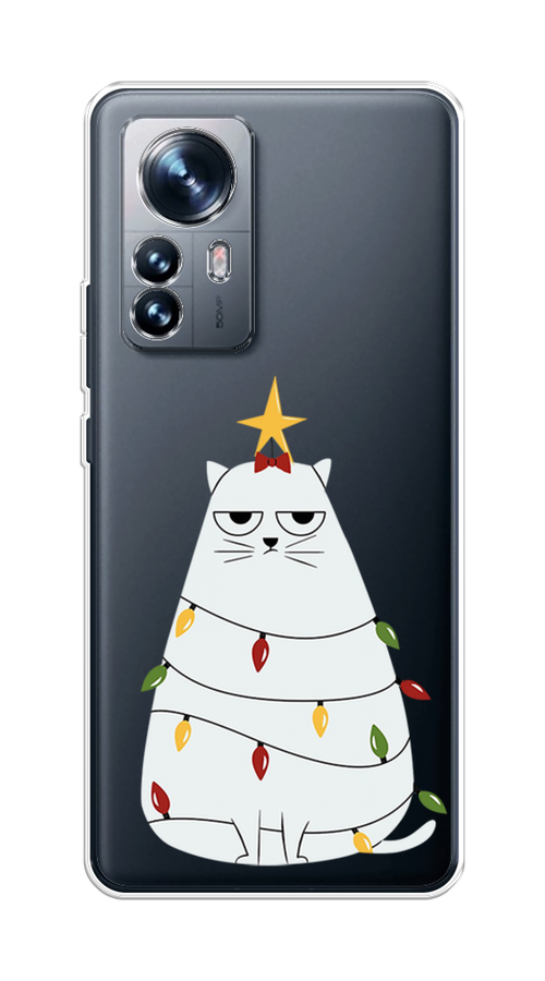 

Чехол на Xiaomi 12 "Котик в гирлянде", Белый;красный;желтый, 312350-1
