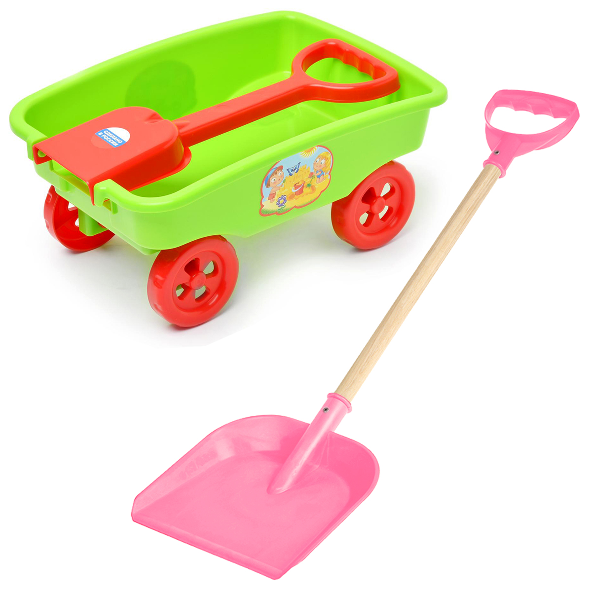 Игрушки для песочницы Тележка детская Деревянная детская лопатка 15-11017ТЛР+ детская деревянная игрушка 2 в 1 конструктор рыбалка