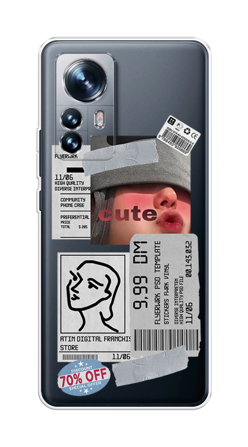 

Чехол на Xiaomi 12 "Cute girl collage", Розовый;серый;голубой, 312350-6