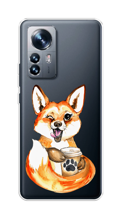 

Чехол на Xiaomi 12 "Подмигивающая лиса с кофе", Оранжевый;белый;коричневый, 312350-4