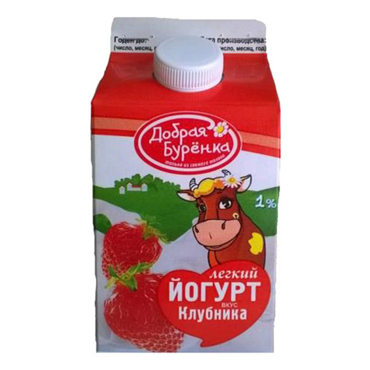 

Йогурт Добрая буренка клубника легкий 1% бзмж 450 г