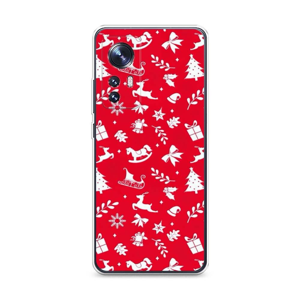 

Чехол на Xiaomi 12 "Красный новогодний фон", Красный;белый, 312350-5