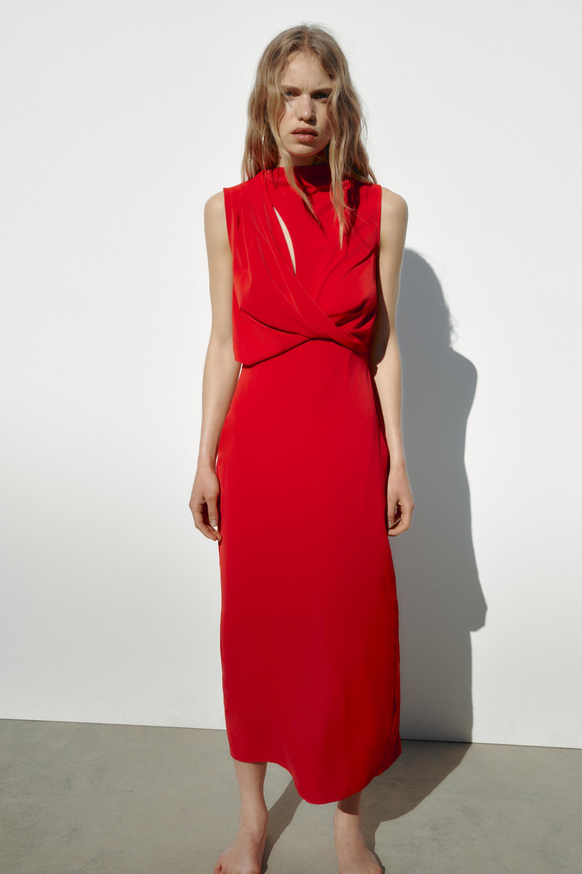 Платье женское ZARA 07969041 красное XL (доставка из-за рубежа)