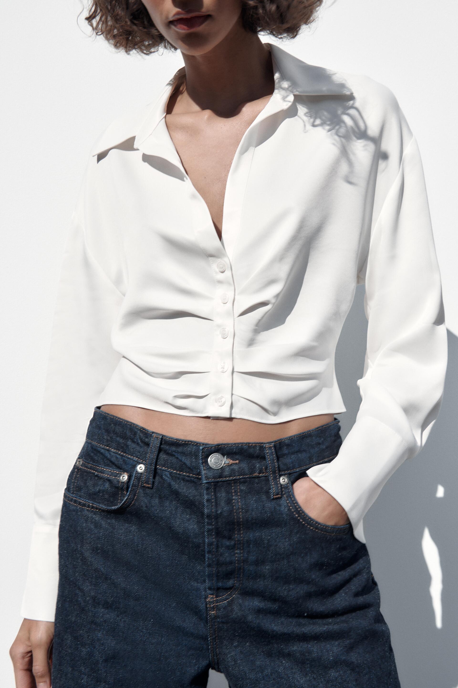 

Рубашка женская ZARA 07563063 белая XL (доставка из-за рубежа), Белый, 07563063