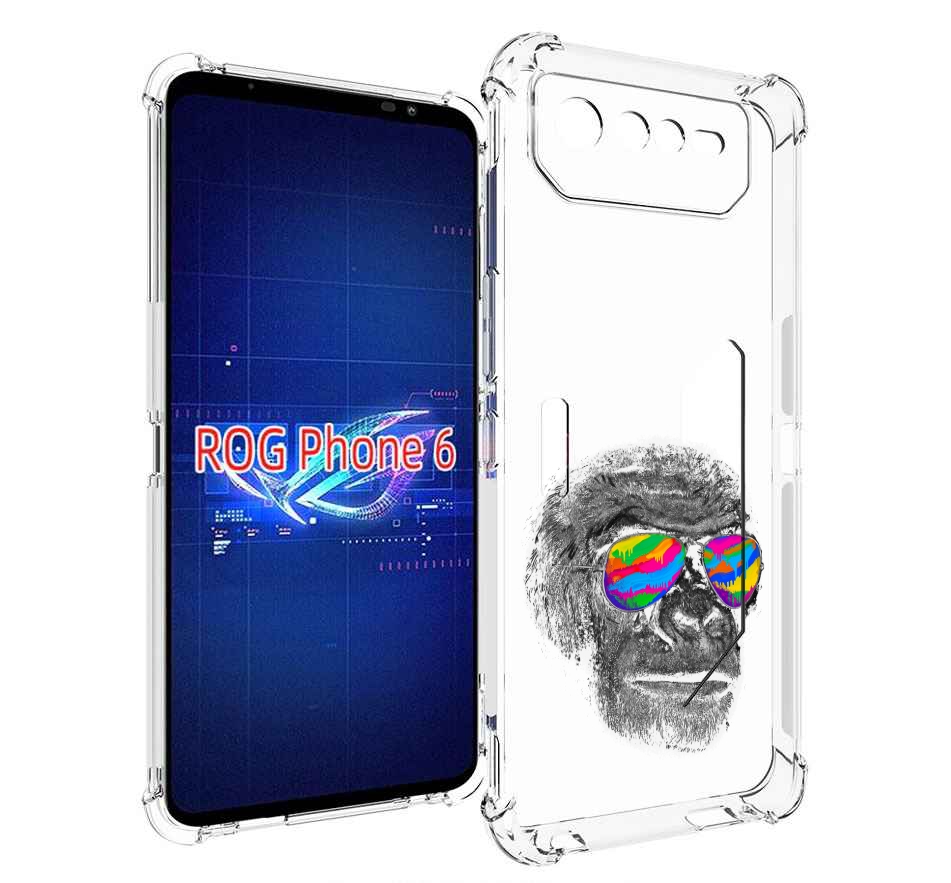 

Чехол MyPads крутая обезьяна в очках для Asus ROG Phone 6, Прозрачный, Tocco