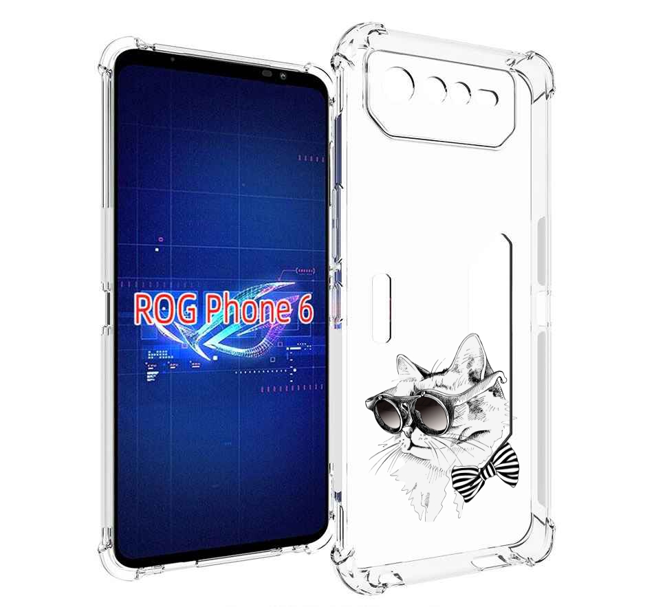 

Чехол MyPads крутая кошка в очках для Asus ROG Phone 6, Прозрачный, Tocco