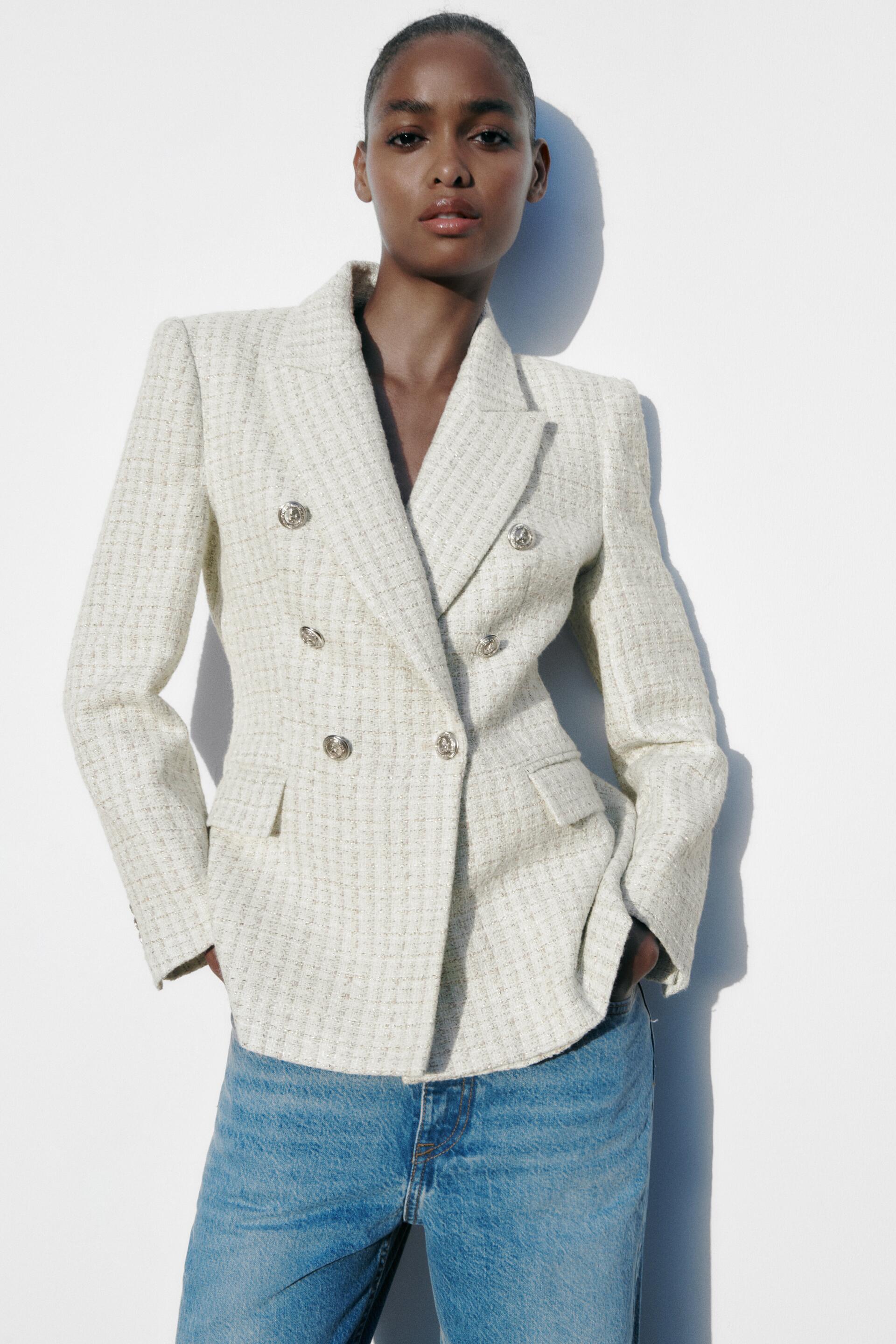 

Пиджак женский ZARA 07553740 бежевый L (доставка из-за рубежа), 07553740