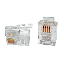 Hyperline PLUG-6P4C-P-C2 Телефонный разъем RJ-12(6P4C) (3 µ