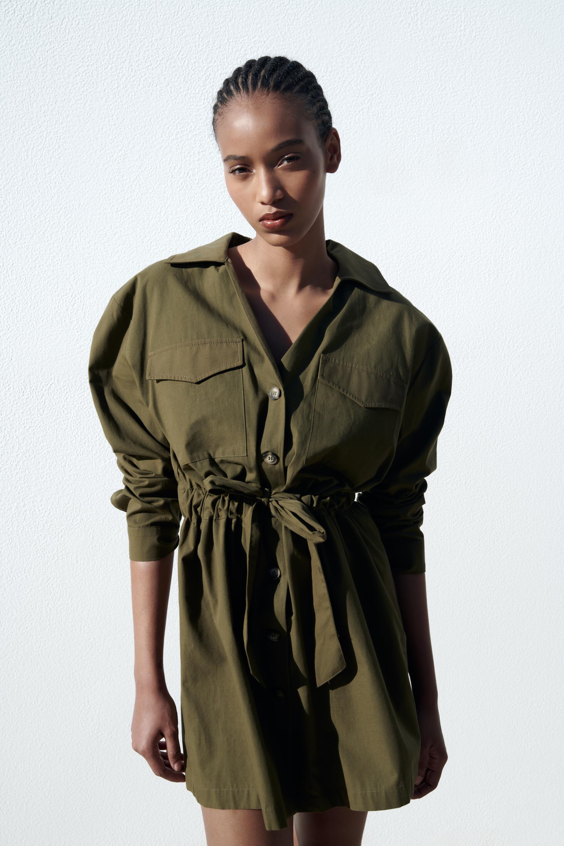 

Платье женское ZARA 07484070 хаки M (доставка из-за рубежа), 07484070