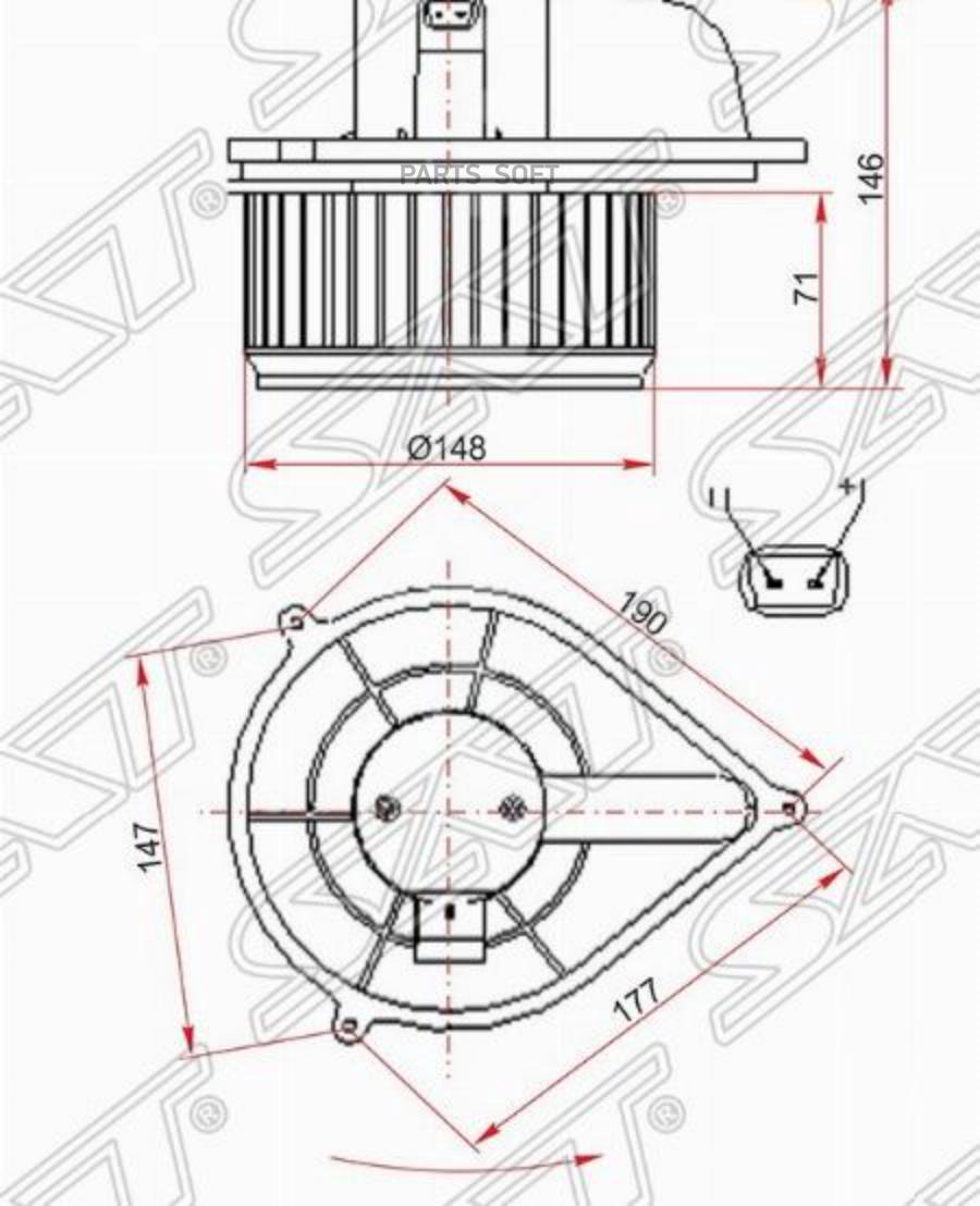 

SAT Мотор отопителя салона FIAT DUCATO/PEUGEOT BOXER/CITROEN JUMPER 94-06, ST71734232