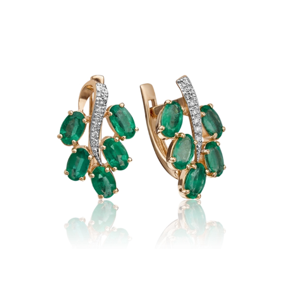 

Серьги из красного золота с изумрудом, бриллиантом PLATINA jewelry 02-0789-00-106-1110-30, 02-0789-00-106-1110-30